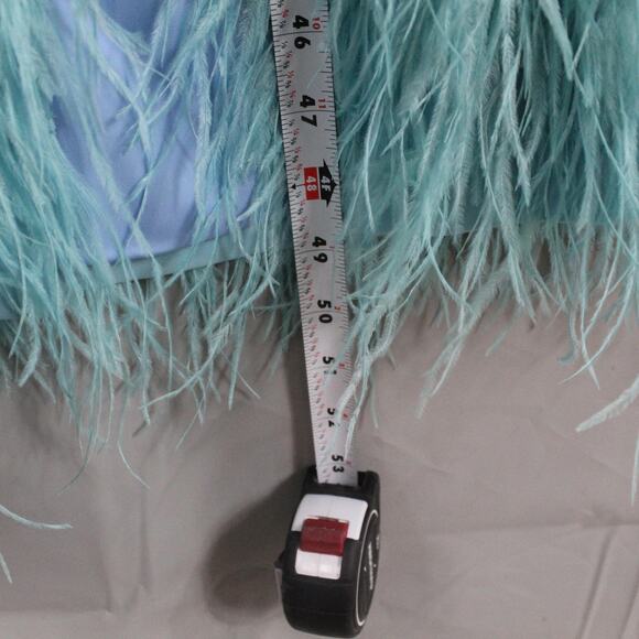 Alexis Dress XS Izzie Lagoon Feathered Blue Trim Halter Maxi Gown Evening Luxury - Picture 14 of 14